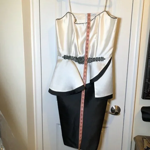 Ideas by Barbara Mother of the Bride Evening Dress Black/Ivory 3958--15 S M NWT - Picture 5 of 14